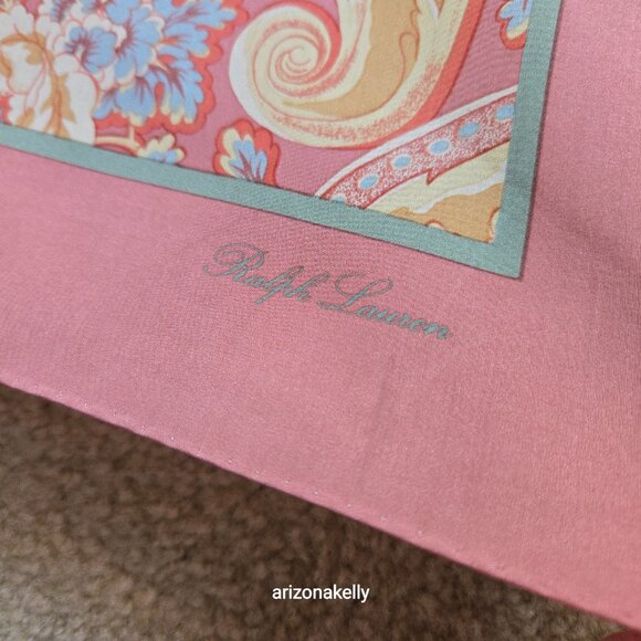 Ralph Lauren Silk Square Scarf Pink - Picture 6 of 12